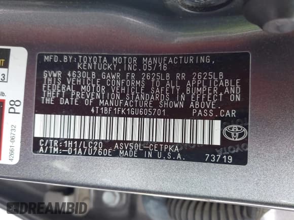 ✅ 2016 Toyota Camry XLE • VIN: 4T1BF1FK1GU605701 • Лот: 43783914. Опубликован ранее на IAAI с пробегом 107 533 миль. Бесплатный доступ к архиву аукционных продаж из США и подробный отчёт об истории автомобиля на DreamBid. Изображение 9.