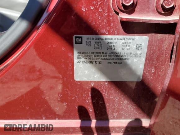 ✅ 2017 Chevrolet Impala LT • VIN: 2G1105S30H9145123 • Лот: 65518914. Опубликован ранее на Copart с пробегом 47 443 миль. Бесплатный доступ к архиву аукционных продаж из США и подробный отчёт об истории автомобиля на DreamBid. Изображение 14.