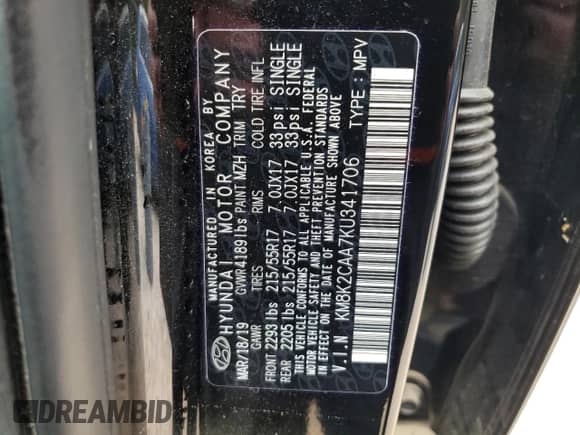 2019 Hyundai Kona SEL z VIN KM8K2CAA7KU341706, wystawiony jako Copart lot #62057153 z przebiegiem 50 793 mil mil oraz . Historia ofert i sprzedaży dostępna na DreamBid. Obrazek 12.