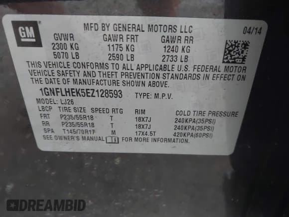 ✅ 2014 Chevrolet Equinox LTZ • VIN: 1GNFLHEK5EZ128593 • Лот: 43420056. Опубликован ранее на IAAI с пробегом 152 272 миль. Бесплатный доступ к архиву аукционных продаж из США и подробный отчёт об истории автомобиля на DreamBid. Изображение 9.