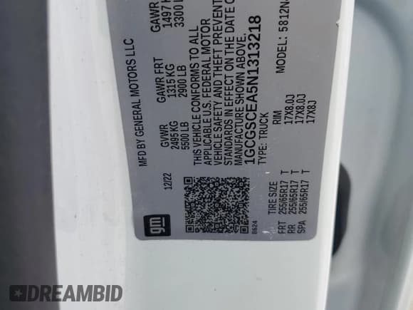 ✅ 2022 Chevrolet Colorado 2WD LT • VIN: 1GCGSCEA5N1313218 • Lot: 81012215. Listed on Copart with 81,706 mi. Free auction sales archive from the USA and detailed vehicle history report at DreamBid. Image 12.