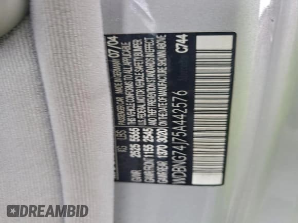 ✅ 2005 Mercedes-Benz S 55 AMG • VIN: WDBNG74J75A442576 • Лот: 95017735. Опубликован ранее на Copart с пробегом 74 667 миль. Бесплатный доступ к архиву аукционных продаж из США и подробный отчёт об истории автомобиля на DreamBid. Изображение 12.