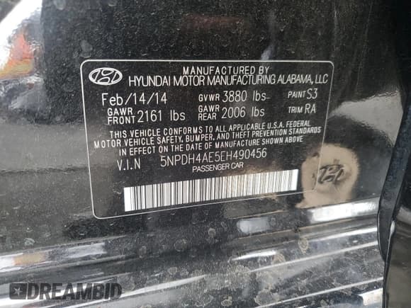 ✅ 2014 Hyundai Elantra SE • VIN: 5NPDH4AE5EH490456 • Lot: 84445775. Listed on Copart with 81,492 mi. Free auction sales archive from the USA and detailed vehicle history report at DreamBid. Image 12.