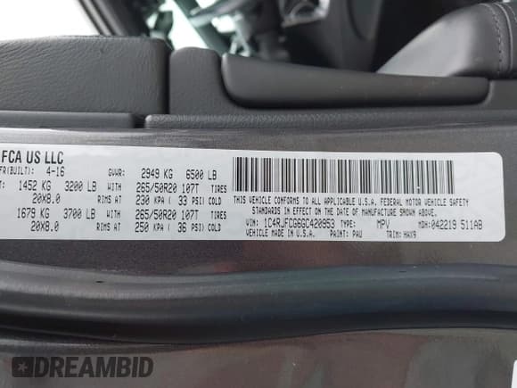 ✅ 2016 Jeep Grand Cherokee Overland • VIN: 1C4RJFCG6GC420953 • Lot: 42726612. Listed on IAAI with 159,521 mi. Free auction sales archive from the USA and detailed vehicle history report at DreamBid. Image 9.