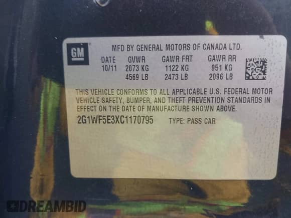 ✅ 2012 Chevrolet Impala LS Fleet • VIN: 2G1WF5E3XC1170795 • Lot: 43631735. Wystawiony na IAAI z przebiegiem 205 045 mil mil. Skorzystaj z bezpłatnego archiwum sprzedaży aukcyjnych z USA i zobacz szczegółowy raport historii pojazdu na DreamBid. Zdjęcie 9.