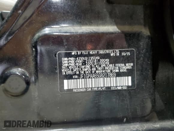 ✅ 2016 Subaru Impreza 2.0i • VIN: JF1GPAA65G8217869 • Lot: 90587325. Wystawiony na Copart z przebiegiem 80 997 mil. Bezpłatny archiwum sprzedaży aukcyjnych z USA i szczegółowy raport historii pojazdu na DreamBid. Zdjęcie 14.