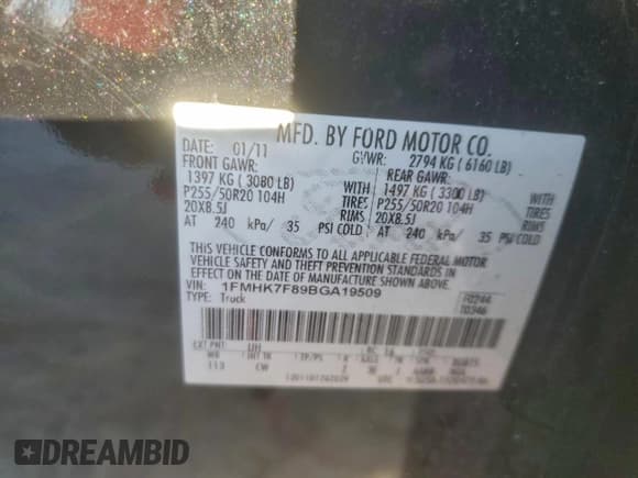 ✅ 2011 Ford Explorer Limited • VIN: 1FMHK7F89BGA19509 • Лот: 93698255. Опубликован ранее на Copart с пробегом 171 799 миль. Бесплатный доступ к архиву аукционных продаж из США и подробный отчёт об истории автомобиля на DreamBid. Изображение 13.