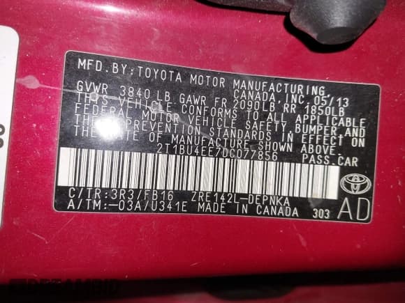 ✅ 2013 Toyota Corolla LE • VIN: 2T1BU4EE7DC077856 • Лот: 43310298. Опубликован ранее на IAAI с пробегом 71 513 миль. Бесплатный доступ к архиву аукционных продаж из США и подробный отчёт об истории автомобиля на DreamBid. Изображение 9.