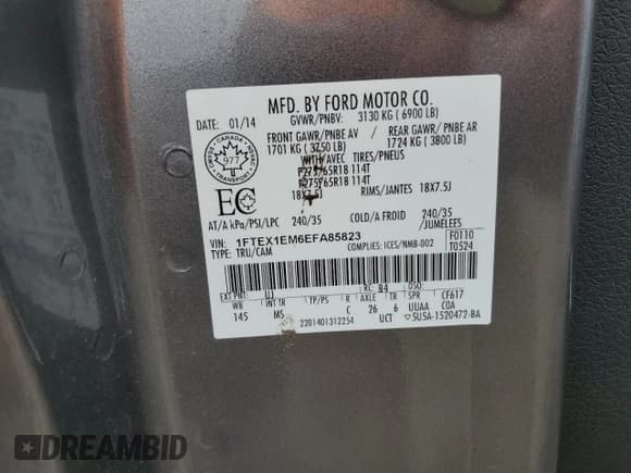 ✅ 2014 Ford F-150 XL • VIN: 1FTEX1EM6EFA85823 • Лот: 81449595. Опубликован ранее на Copart с пробегом 142 421 миль. Бесплатный доступ к архиву аукционных продаж из США и подробный отчёт об истории автомобиля на DreamBid. Изображение 12.