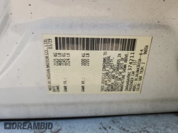 ✅ 2019 Nissan Maxima Platinum • VIN: 1N4AA6AV9KC374211 • Lot: 82640895. Wystawiony na Copart z przebiegiem 76 659 mil. Bezpłatny archiwum sprzedaży aukcyjnych z USA i szczegółowy raport historii pojazdu na DreamBid. Zdjęcie 12.