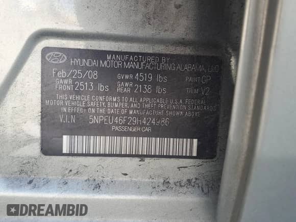 ✅ 2009 Hyundai Sonata Limited • VIN: 5NPEU46F29H424986 • Lot: 76459074. Listed on Copart with 197,633 mi miles. Access the free auction sales archive from the USA and view a detailed vehicle history report at DreamBid. Image 14.