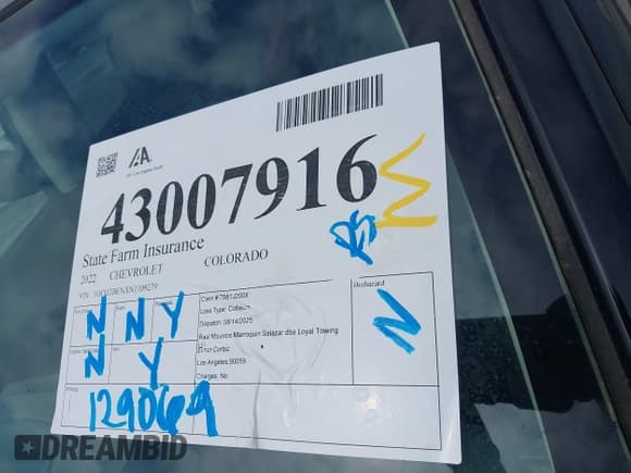 ✅ 2022 Chevrolet Colorado 4WD Work Truck • VIN: 1GCGTBENXN1109279 • Лот: 43007916. Опубликован ранее на IAAI с пробегом 129 069 миль. Бесплатный доступ к архиву аукционных продаж из США и подробный отчёт об истории автомобиля на DreamBid. Изображение 17.