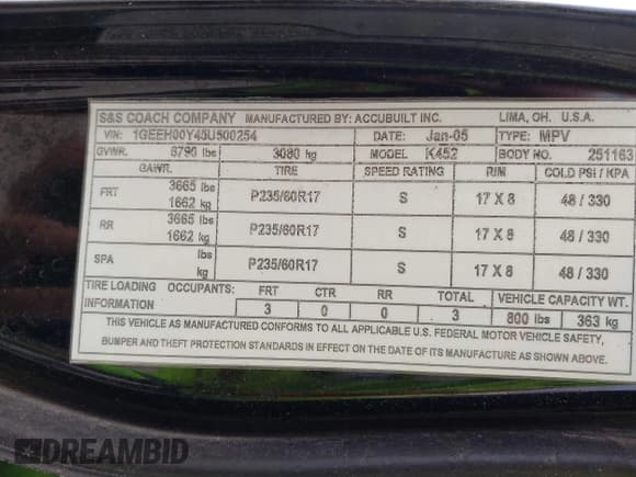 ✅ 2005 Cadillac DTS Professional 1SH • VIN: 1GEEH00Y45U500254 • Lot: 41701248. Listed on IAAI with 49,923 mi. Free auction sales archive from the USA and detailed vehicle history report at DreamBid. Image 9.