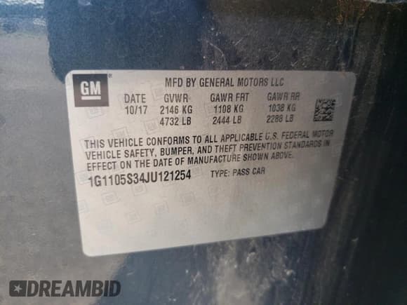 ✅ 2018 Chevrolet Impala LT • VIN: 1G1105S34JU121254 • Лот: 68009514. Опубликован ранее на Copart с пробегом 116 793 миль. Бесплатный доступ к архиву аукционных продаж из США и подробный отчёт об истории автомобиля на DreamBid. Изображение 12.