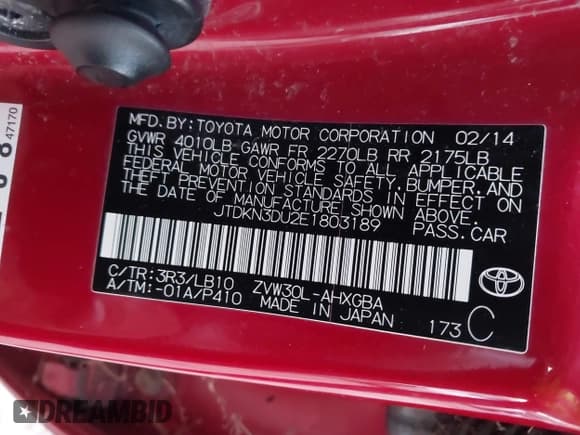 ✅ 2014 Toyota Prius Two • VIN: JTDKN3DU2E1803189 • Lot: 43583949. Wystawiony na IAAI z przebiegiem 221 102 mil. Bezpłatny archiwum sprzedaży aukcyjnych z USA i szczegółowy raport historii pojazdu na DreamBid. Zdjęcie 9.