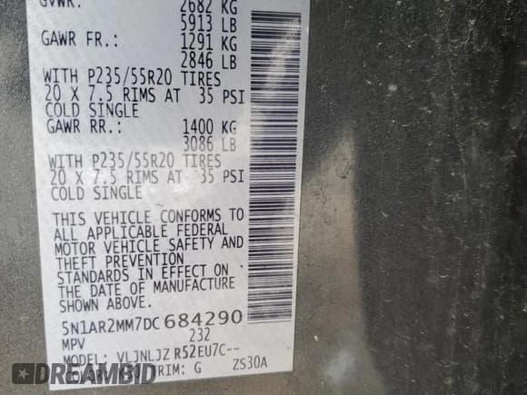 ✅ 2013 Nissan Pathfinder SV • VIN: 5N1AR2MM7DC684290 • Лот: 91989195. Опубликован ранее на Copart с пробегом 119 904 миль. Бесплатный доступ к архиву аукционных продаж из США и подробный отчёт об истории автомобиля на DreamBid. Изображение 13.