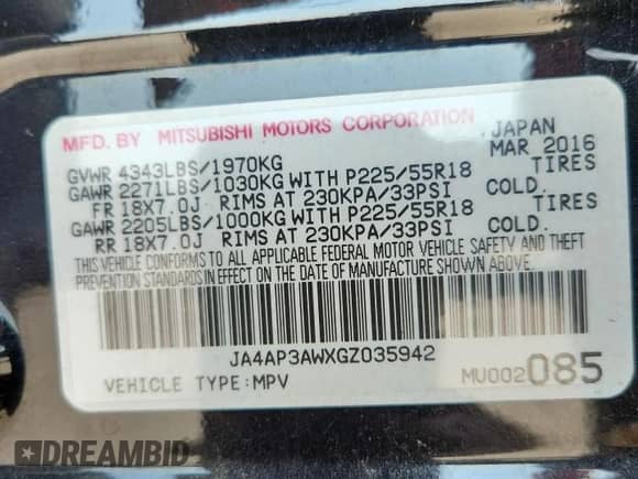2016 Mitsubishi Outlander SE с VIN JA4AP3AWXGZ035942, выставлен на аукционе Copart как лот 70641665 с пробегом Не указан миль и Списание • Salvage title. История ставок и продаж доступна на DreamBid. Изображение 12.