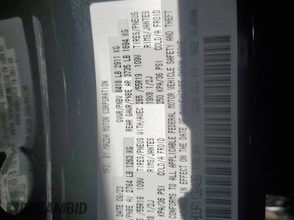 ✅ 2024 Mazda CX-90 Preferred Plus • VIN: JM3KKCHD3R1132499 • Lot: 93252335. Wystawiony na Copart z przebiegiem 21 895 mil. Bezpłatny archiwum sprzedaży aukcyjnych z USA i szczegółowy raport historii pojazdu na DreamBid. Zdjęcie 13.