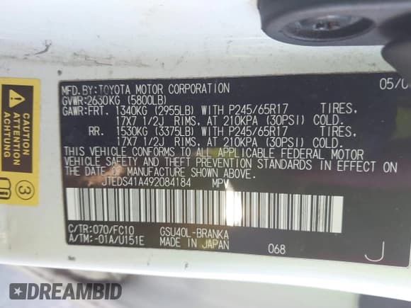 ✅ 2009 Toyota Highlander • VIN: JTEDS41A492084184 • Lot: 43558162. Listed on IAAI with 198,422 mi. Free auction sales archive from the USA and detailed vehicle history report at DreamBid. Image 9.