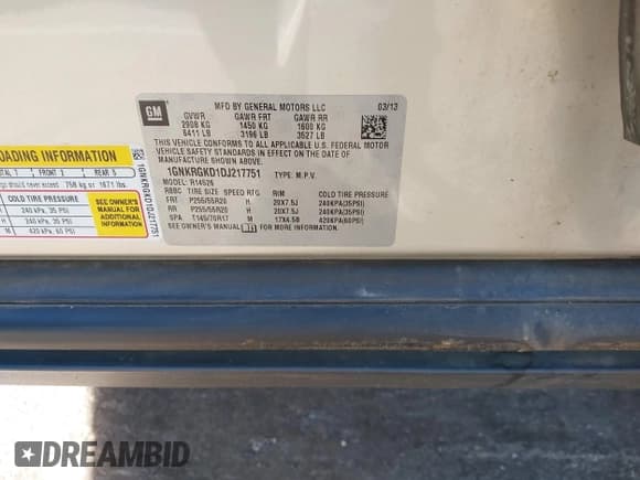 ✅ 2013 Chevrolet Traverse LT • VIN: 1GNKRGKD1DJ217751 • Lot: 43539079. Wystawiony na IAAI z przebiegiem 225 008 mil. Bezpłatny archiwum sprzedaży aukcyjnych z USA i szczegółowy raport historii pojazdu na DreamBid. Zdjęcie 9.