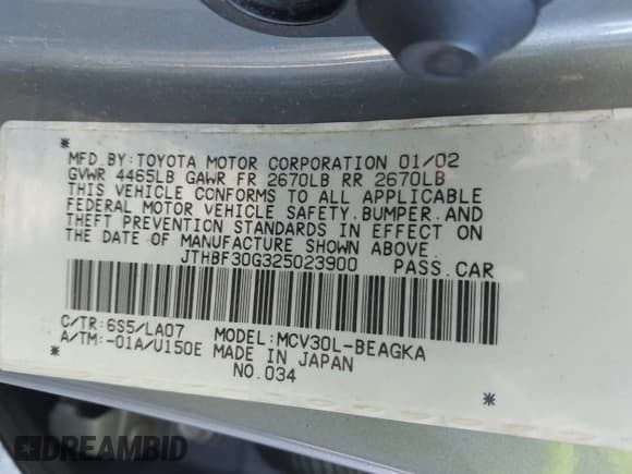 ✅ 2002 Lexus ES 300 • VIN: JTHBF30G325023900 • Лот: 43520758. Опубликован ранее на IAAI с пробегом 245 227 миль. Бесплатный доступ к архиву аукционных продаж из США и подробный отчёт об истории автомобиля на DreamBid. Изображение 9.