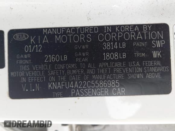 ✅ 2012 Kia Forte EX • VIN: KNAFU4A22C5586985 • Lot: 43765645. Listed on IAAI with 131,065 mi. Free auction sales archive from the USA and detailed vehicle history report at DreamBid. Image 9.