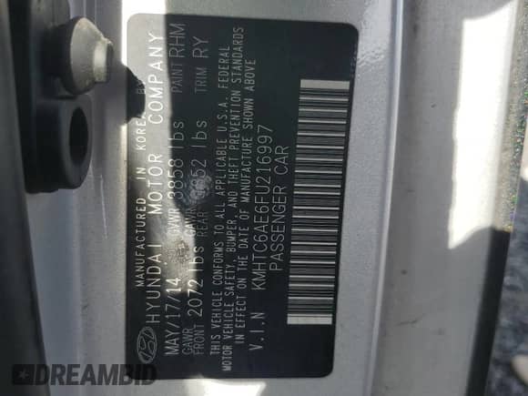 ✅ 2015 Hyundai Veloster Turbo R-Spec • VIN: KMHTC6AE6FU216997 • Lot: 82205865. Listed on Copart with 181,550 mi. Free auction sales archive from the USA and detailed vehicle history report at DreamBid. Image 12.