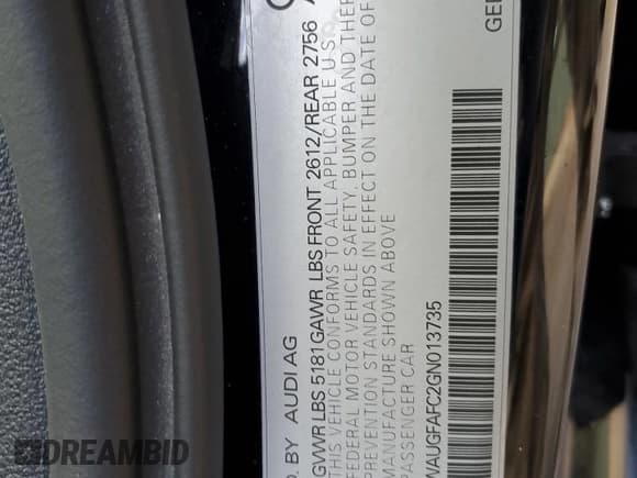 ✅ 2016 Audi A6 Premium Plus • VIN: WAUGFAFC2GN013735 • Лот: 85595925. Опубликован ранее на Copart с пробегом 34 523 миль. Бесплатный доступ к архиву аукционных продаж из США и подробный отчёт об истории автомобиля на DreamBid. Изображение 12.