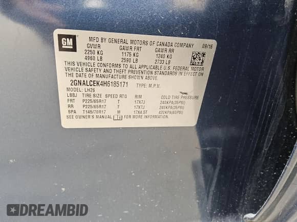 2017 Chevrolet Equinox LT z VIN 2GNALCEK4H6185171, wystawiony jako Copart lot #86873165 z przebiegiem 124 815 mil mil oraz Czysty tytuł • Clean title. Historia ofert i sprzedaży dostępna na DreamBid. Obrazek 13.