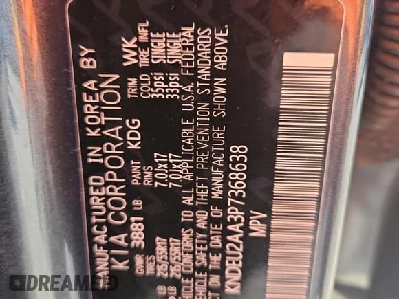 ✅ 2023 Kia Seltos S • VIN: KNDEU2AA3P7368638 • Lot: 85850725. Listed on Copart with 50,000 mi. Free auction sales archive from the USA and detailed vehicle history report at DreamBid. Image 14.