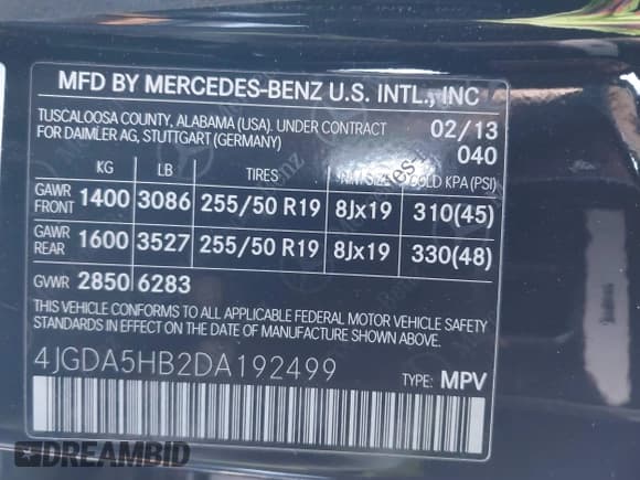 ✅ 2013 Mercedes-Benz M 350 • VIN: 4JGDA5HB2DA192499 • Lot: 43802546. Wystawiony na IAAI z przebiegiem 100 686 mil. Bezpłatny archiwum sprzedaży aukcyjnych z USA i szczegółowy raport historii pojazdu na DreamBid. Zdjęcie 9.