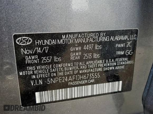 2018 Hyundai Sonata SE с VIN 5NPE24AF1JH673555, выставлен на аукционе Copart как лот 80585255 с пробегом Не указан миль и Списание • Salvage title. История ставок и продаж доступна на DreamBid. Изображение 13.