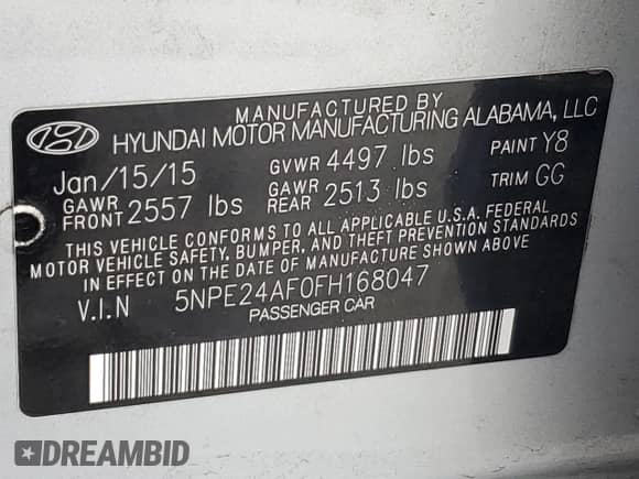 2015 Hyundai Sonata SE с VIN 5NPE24AF0FH168047, выставлен на аукционе Copart как лот 82360725 с пробегом 145 459 миль миль и Списание • Salvage title. История ставок и продаж доступна на DreamBid. Изображение 12.