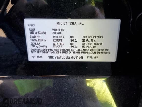 ✅ 2022 Tesla Model Y Long Range • VIN: 7SAYGDEE2NF391349 • Lot: 85351924. Wystawiony na Copart z przebiegiem 5 670 mil. Bezpłatny archiwum sprzedaży aukcyjnych z USA i szczegółowy raport historii pojazdu na DreamBid. Zdjęcie 14.