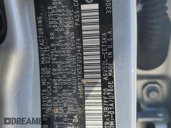 2015 Toyota Camry LE with VIN 4T1BF1FK5FU034874, listed as a Copart auction lot 67466825 with 166,917 mi miles and Salvage title. Bid and sale history available at DreamBid. Image 12.