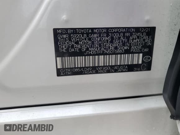 ✅ 2022 Lexus LS 500 • VIN: JTHD51FF7N5015883 • Lot: 45516195. Wystawiony na Copart z przebiegiem 20 683 mil. Bezpłatny archiwum sprzedaży aukcyjnych z USA i szczegółowy raport historii pojazdu na DreamBid. Zdjęcie 14.