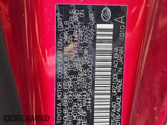 ✅ 2018 Lexus LC 500h • VIN: JTHHP5AY6JA004371 • Lot: 44732925. Listed on Copart with 40,331 mi. Free auction sales archive from the USA and detailed vehicle history report at DreamBid. Image 10.