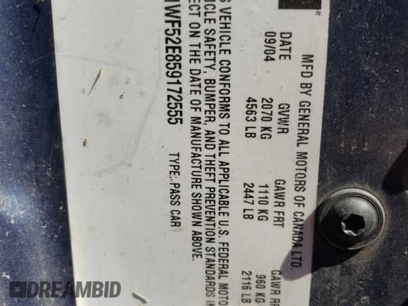 2005 Chevrolet Impala с VIN 2G1WF52E859172555, выставлен на аукционе Copart как лот 72542214 с пробегом Не указан миль и Списание • Salvage title. История ставок и продаж доступна на DreamBid. Изображение 12.