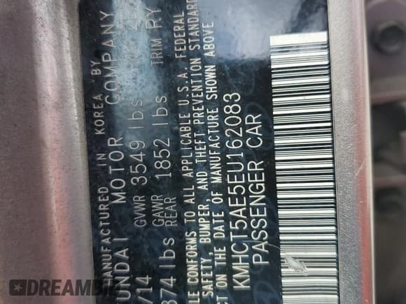 ✅ 2014 Hyundai Accent GS • VIN: KMHCT5AE5EU162083 • Лот: 76090634. Опубликован ранее на Copart с пробегом 53 093 миль. Бесплатный доступ к архиву аукционных продаж из США и подробный отчёт об истории автомобиля на DreamBid. Изображение 13.