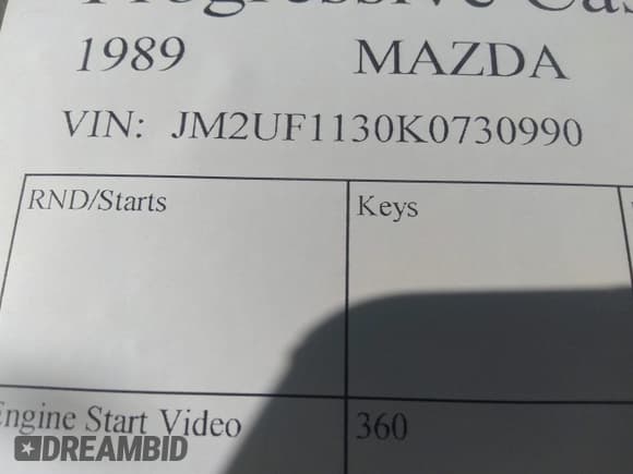 ✅ 1989 Mazda B-Series • VIN: JM2UF1130K0730990 • Lot: 41821368. Wystawiony na IAAI z przebiegiem Nie podano. Bezpłatny archiwum sprzedaży aukcyjnych z USA i szczegółowy raport historii pojazdu na DreamBid. Zdjęcie 9.