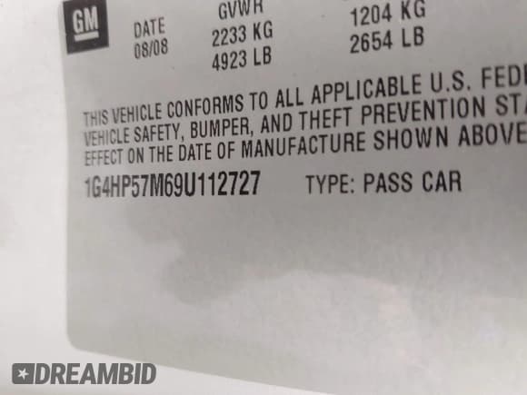 ✅ 2009 Buick Lucerne CX-2 • VIN: 1G4HP57M69U112727 • Lot: 42405201. Wystawiony na IAAI z przebiegiem 165 572 mil. Bezpłatny archiwum sprzedaży aukcyjnych z USA i szczegółowy raport historii pojazdu na DreamBid. Zdjęcie 9.