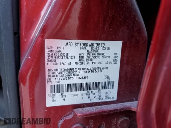 ✅ 2014 Ford F-250 XL • VIN: 1FT7W2BT3EEB23253 • Лот: 85520025. Опубликован ранее на Copart с пробегом 136 432 миль. Бесплатный доступ к архиву аукционных продаж из США и подробный отчёт об истории автомобиля на DreamBid. Изображение 13.