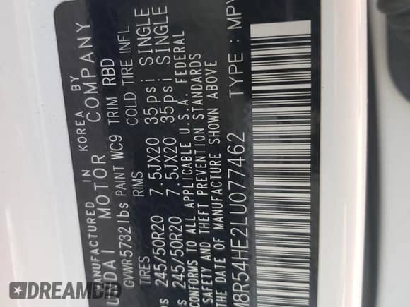 2020 Hyundai Palisade Limited с VIN KM8R54HE2LU077462, выставлен на аукционе Copart как лот 76258254 с пробегом 50 251 миль миль и Списание • Salvage title. История ставок и продаж доступна на DreamBid. Изображение 13.