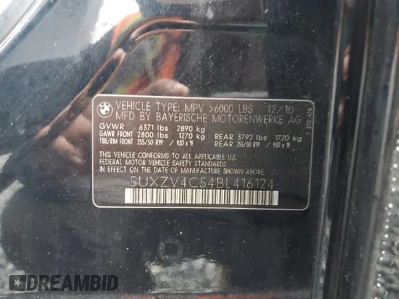 ✅ 2011 BMW X5 35i • VIN: 5UXZV4C54BL416124 • Lot: 91443205. Listed on Copart with Not provided. Free auction sales archive from the USA and detailed vehicle history report at DreamBid. Image 13.