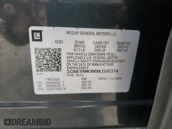 ✅ 2021 Chevrolet Traverse LT Cloth • VIN: 1GNEVMKW6MJ160374 • Lot: 70239224. Wystawiony na Copart z przebiegiem 48 756 mil. Bezpłatny archiwum sprzedaży aukcyjnych z USA i szczegółowy raport historii pojazdu na DreamBid. Zdjęcie 15.