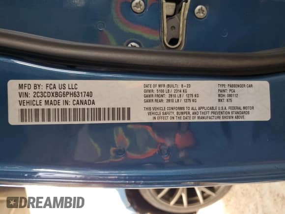 2023 Dodge Charger SXT with VIN 2C3CDXBG6PH631740, listed as a Copart auction lot 82060835 with 31,174 mi miles and Clean title. Bid and sale history available at DreamBid. Image 12.