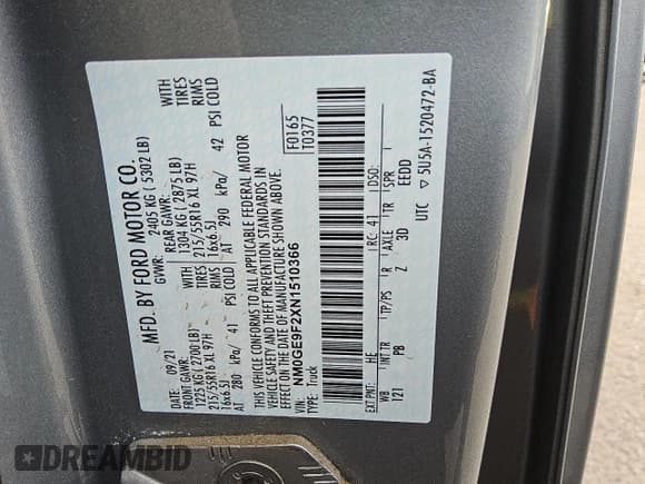 ✅ 2022 Ford Transit Connect XLT • VIN: NM0GE9F2XN1510366 • Lot: 82783464. Listed on Copart with 118,241 mi. Free auction sales archive from the USA and detailed vehicle history report at DreamBid. Image 13.