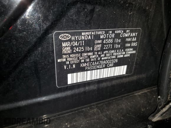 ✅ 2011 Hyundai Sonata Hybrid • VIN: KMHEC4A47BA002326 • Lot: 91518385. Listed on Copart with 114,707 mi. Free auction sales archive from the USA and detailed vehicle history report at DreamBid. Image 12.