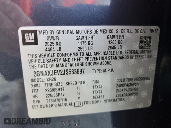 ✅ 2018 Chevrolet Equinox LT • VIN: 3GNAXJEV2JS533897 • Lot: 70745434. Listed on Copart with Not provided. Free auction sales archive from the USA and detailed vehicle history report at DreamBid. Image 13.