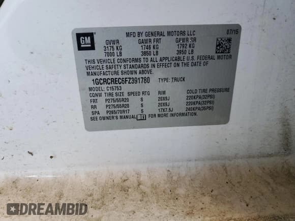 ✅ 2015 Chevrolet Silverado 1500 LT • VIN: 1GCRCREC6FZ391780 • Лот: 76128994. Опубликован ранее на Copart с пробегом 201 160 миль. Бесплатный доступ к архиву аукционных продаж из США и подробный отчёт об истории автомобиля на DreamBid. Изображение 12.